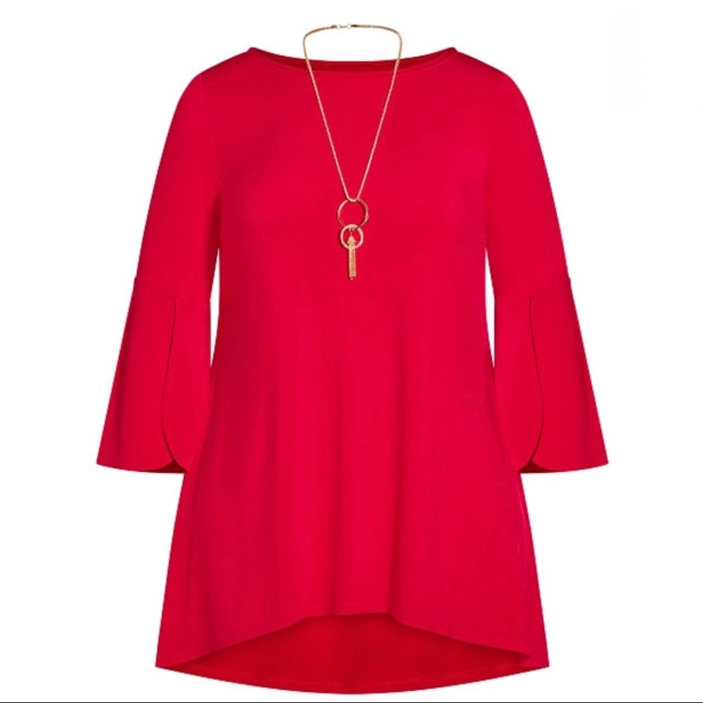 Red Tunic with Tulip Sleeves